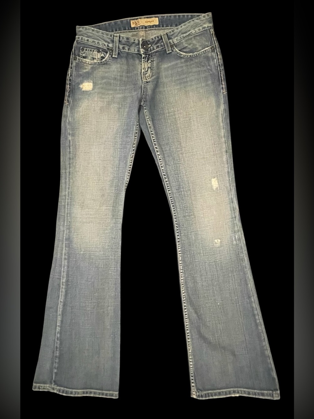 BKE Light Blue Distressed Flare Jeans